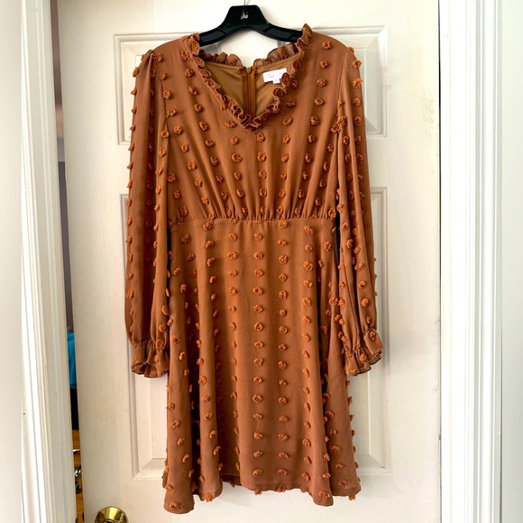 Pink Lilly Brown Polka Dot Dress - Picture 1 of 5